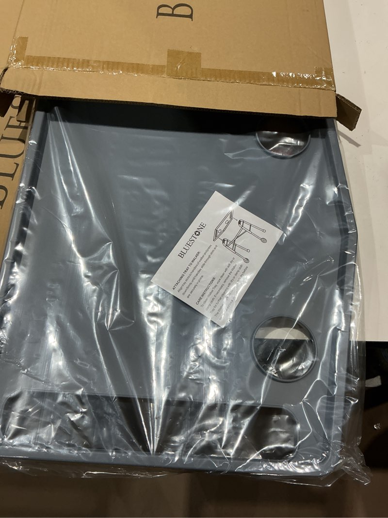 Condition photo showing Good Condition for bluestone walker tray- upright with holders-universal table fits most standard folding walkers-home mobility medical equipment accessories, 1 count (pack of 1)