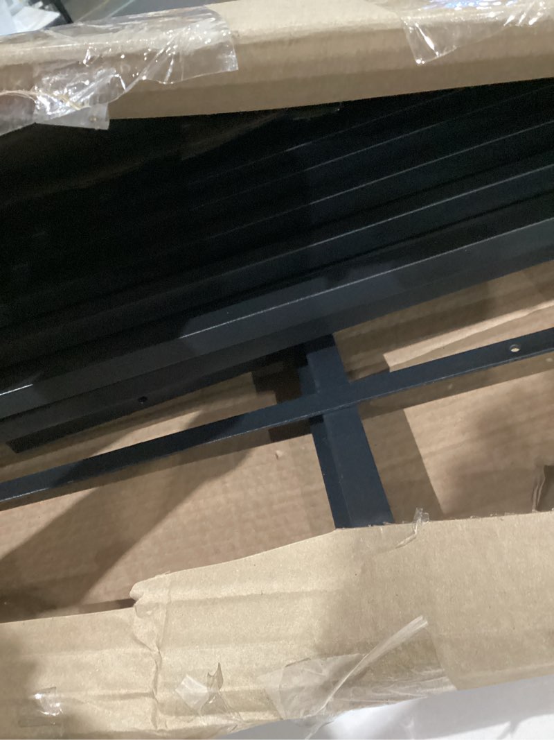 Condition photo showing As Is for (similar to not exact )metal bed frame,twin size bed frame with storage space,heavy duty sturdy mattress foundation,easy assembly,no box spring needed, black,14 inch,twin