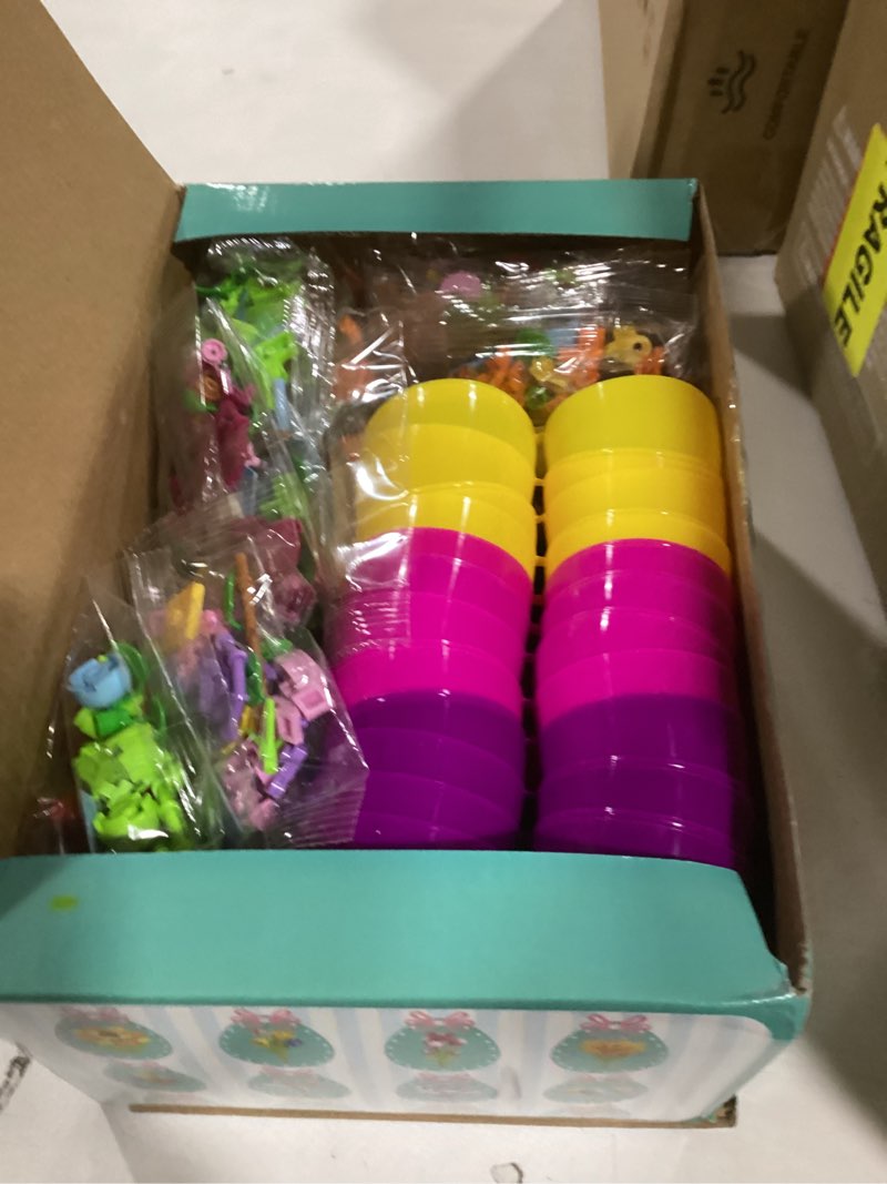 Condition photo showing Good Condition for 24 pcs easter eggs filled with flower building blocks, easter basket stuffers fillers for kids, classroom prizes, easter party favors gifts for boys and girls (easter flower)