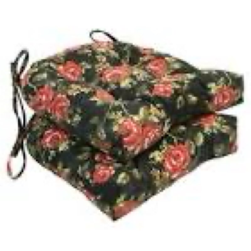 blazing needles 16-inch rounded back chair cushion, 16" x 16", midnight rose 4 count midnight rose 16" x 16"