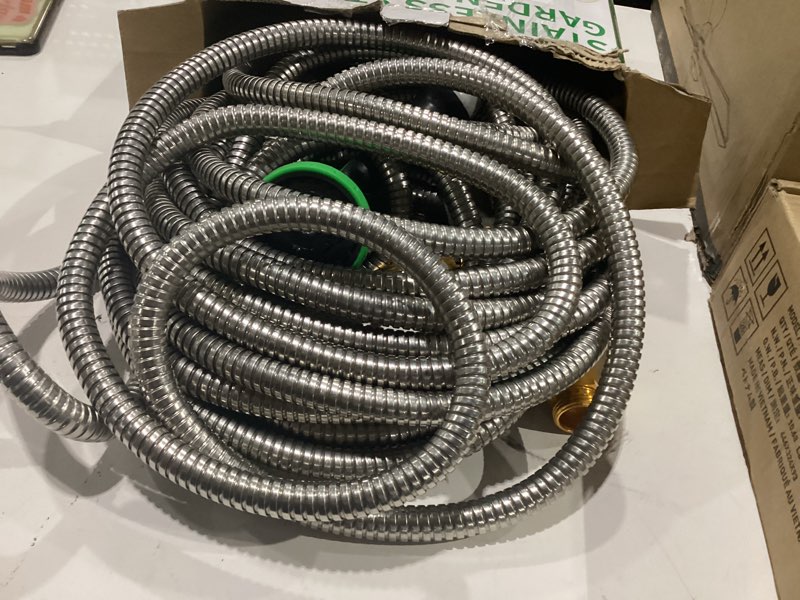 Condition photo showing Good Condition for garden hose 50ft, flexible stainless steel metal water hose with 10-function nozzle, no-kink, leak-proof, wear-resistant, 3/4 ght, easy to use and store for garden, yard, outdoor