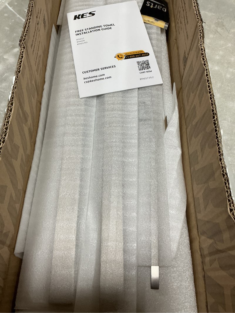 Condition photo showing New/Like New for KES Standing Towel Racks for Bathroom 2-Tier, Floor Towel Rack Stand with Heavy Marble Base, Upgrade Steady Freestanding Design, Pro-Grade 18/8 Stainless Steel Brushed Finish, BTH217-2 Brushed Finish 33” H (2-tier)