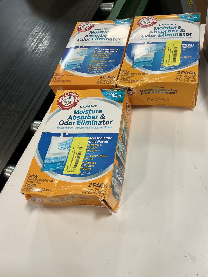 Condition photo showing New/Like New for (3 pack of 2)arm & hammer clean burst hanging moisture absorber  16 oz.  2 pack