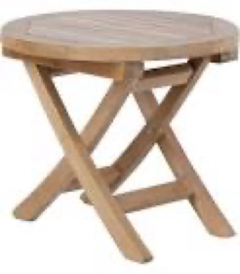 (20\" d x 20\" w x 18\" h) teak wood folding round side table, teak oil finish for camping & outdoor entertaining, ideal end table for backyard, porch, balcony (20\" d x 20\" w x 18\" h)