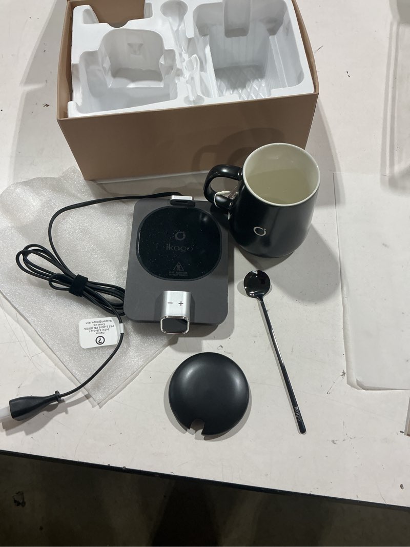 Condition photo showing Good Condition for coffee cup warmer & ikago mug set, 1? precise temp control mug warmer | auto shut off, infrared sensor, dual temp display, ?/? optional, 15oz mug with spoon & lid included, gifts for men women dark grey