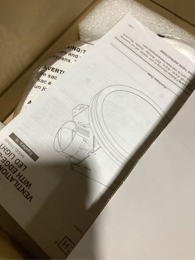 ventilation fan 1.5-sone 100-cfm white decorative lighted bathroom fan (openbox)