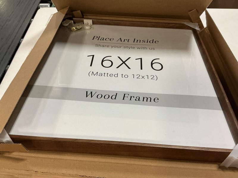 Condition photo showing Good Condition for 16x16 picture frame wood 12x12 with mat, natural solid walnut wooden photo frames with tempered glass for hanging displaying horizontally or vertically walnut 16x16