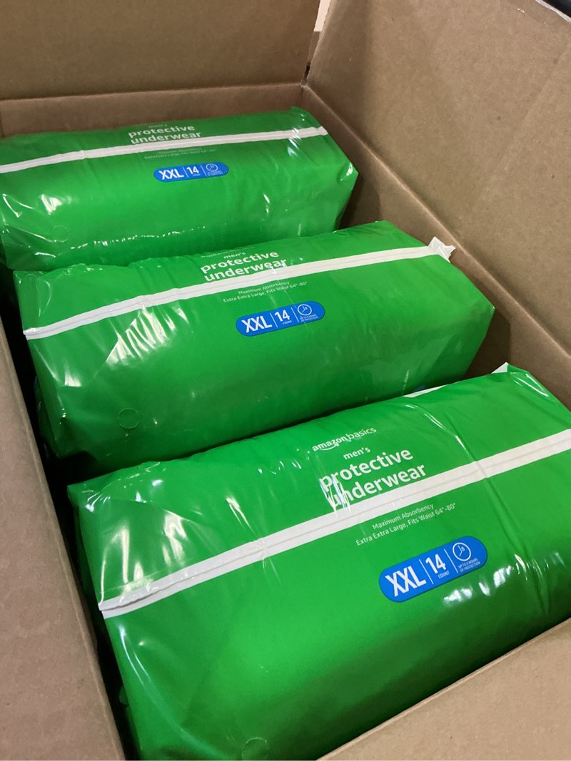 Condition photo showing Good Condition for Amazon Basics Incontinence Underwear for Men, Maximum Absorbency, 2X-Large, 42 Count (3 Packs of 14) 2X-Large 42.0