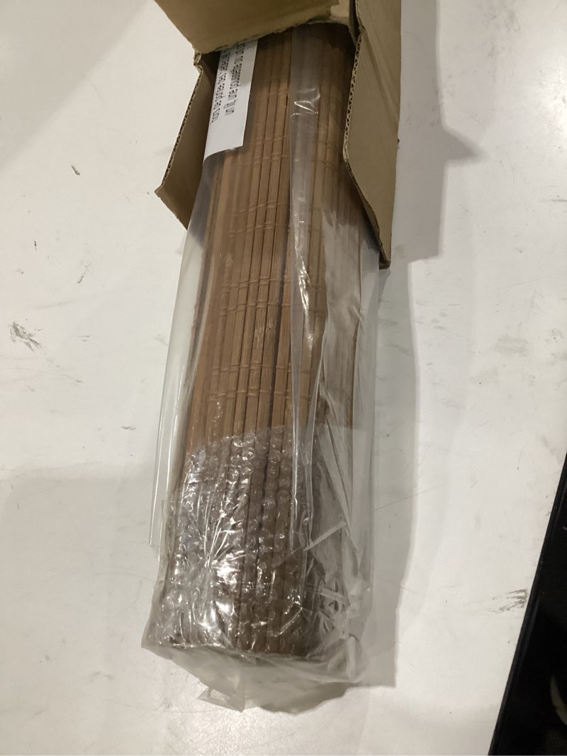 Condition photo showing New/Like New for lazblinds no tools no drill cordless bamboo roman shades, light filtering window treatment, roll up bamboo blinds for window 26'' w x 64'' h, ceylon light russet ceylon light russet 26'' w x 64'' h