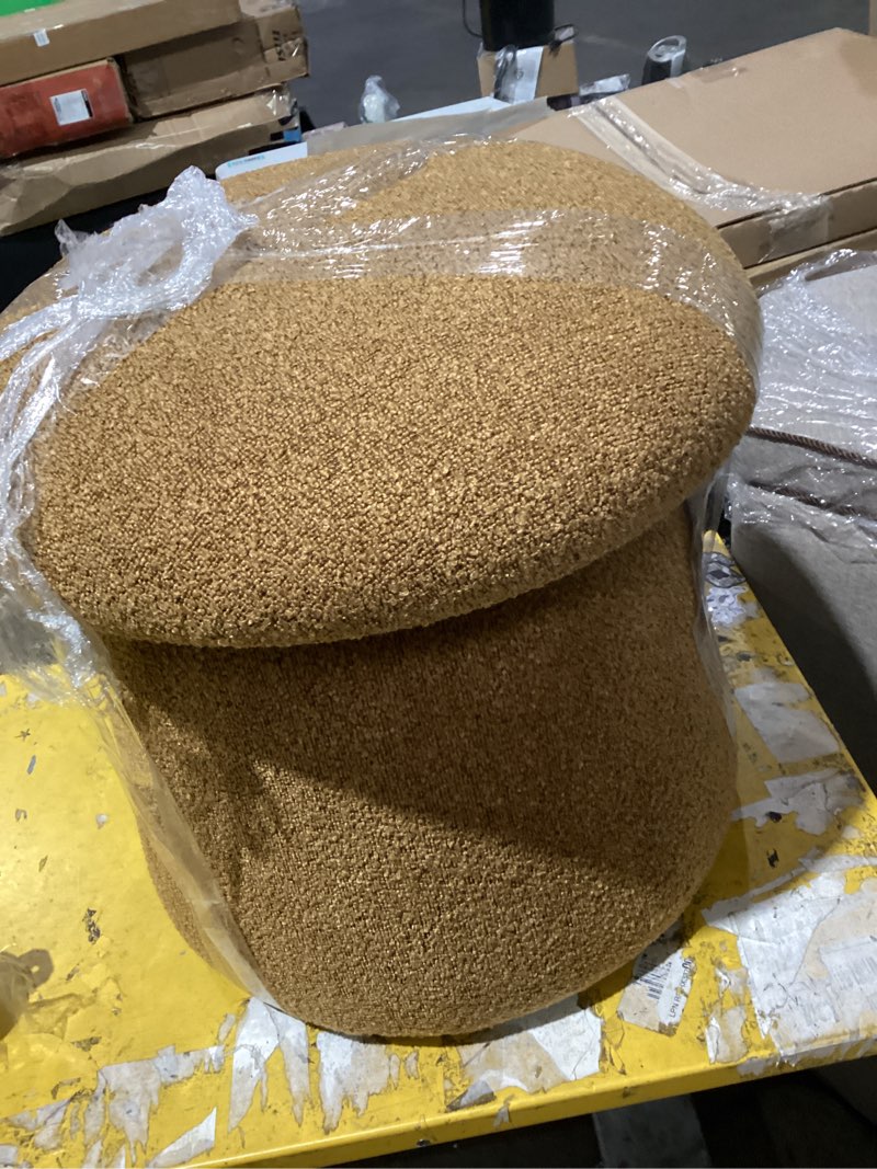 Condition photo showing As Is for mushroom upholstered storage ottoman gold boucle - room essentials™