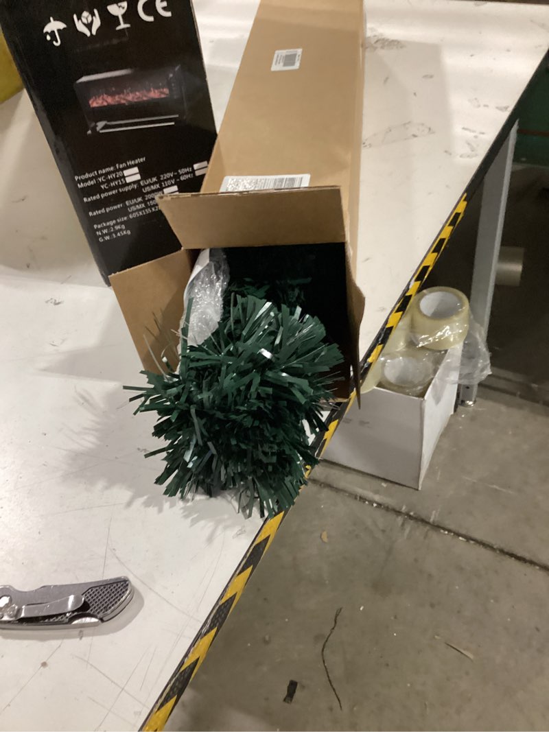 Condition photo showing As Is for Goplus 3FT Pre-Lit Fiber Optic Christmas Tree, Premium Lighted Artificial Tabletop Mini Xmas Tree with 85 Vivid PVC Branch Tips, for Indoor Seasonal Home Office Party 3ft Multicolored