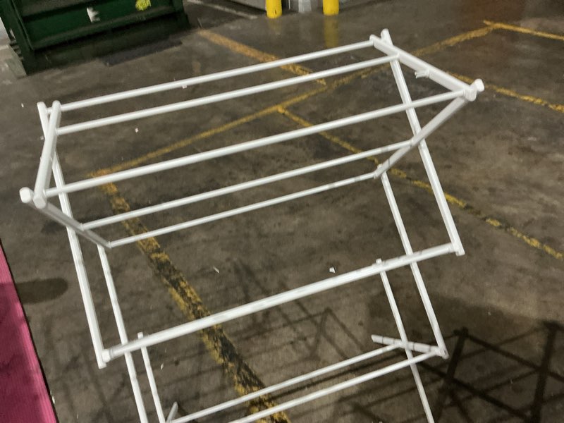 Condition photo showing Good Condition for white clothes drying 29"w x 42h x 15d rack metal steel outdoor collapsible