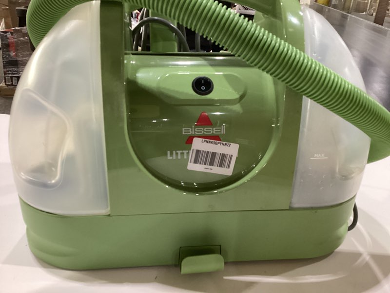 Condition photo showing As Is for BISSELL Little Green Multi-Purpose Portable Carpet and Upholstery Cleaner, Car and Auto Detailer, with Exclusive Specialty Tools, Green, 1400B, MISSING ATTACHMENTS AND SOLUTION, INCOMPLETE/USED