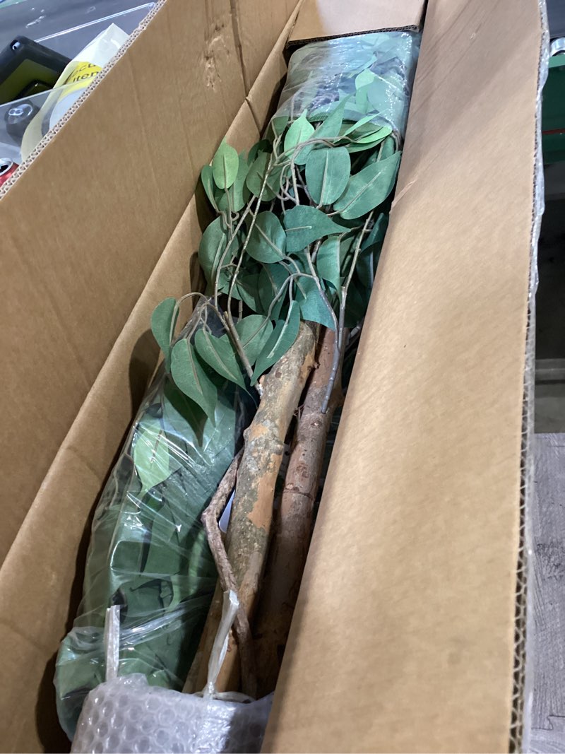 Condition photo showing Good Condition for 3ft ficus artificial trees with natural curved trunks, 36" tall lush faux tree for home decor indoor, green lifelike fake ficus tree artificial plants 1 3ft