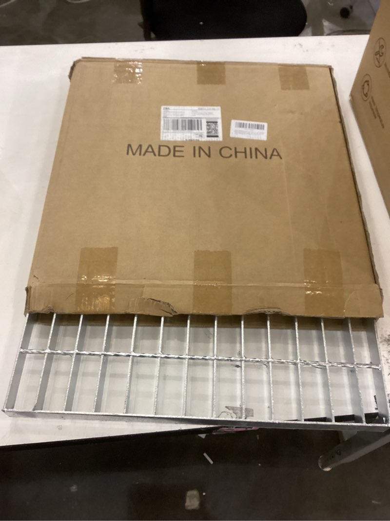 Condition photo showing As Is for Galvanized Steel Drain Grate, 18" X 18" Outdoor Drain Cover, Heavy Duty Metal Sewer Drain Cover Sliver Square Drain Grate for Concrete Floor (True Size 17.7" X 17.7") Galvanized Grate-load 6600 Lbs 17.7in×17.7in