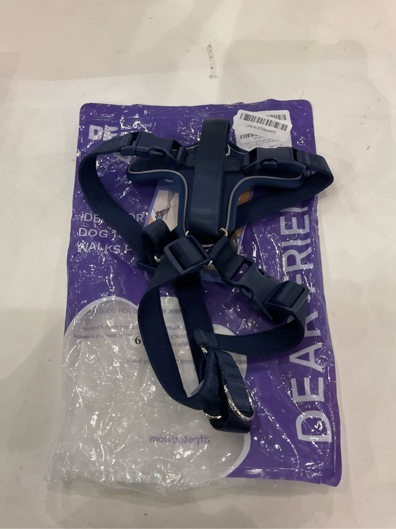Condition photo showing New/Like New for DF Freedom No Pull Martingale Dog Harness, Gentle Control for No Choking, Front Clip Harness with Reflective, Adjustable & Padded Handle for Easy Walking & Training, Navy Blue, 1", Chest 22.4"-30.4" 1" (Chest 22.4" - 30.4") Navy Blue Pro