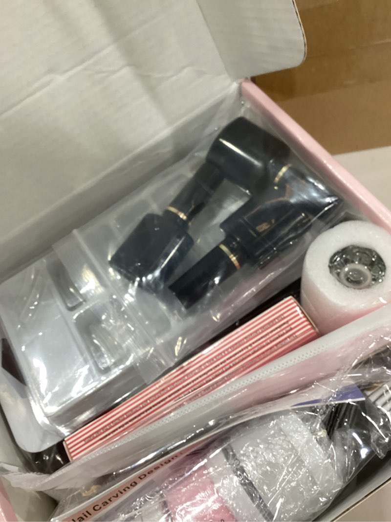 Condition photo showing New/Like New for acrylic nail kit with drill and u v light, professional nail kit acrylic set for beginners with everything 3pc powder 24pc glitter fake tips decoration nails set diy home salon spring collection acrylic nail kit