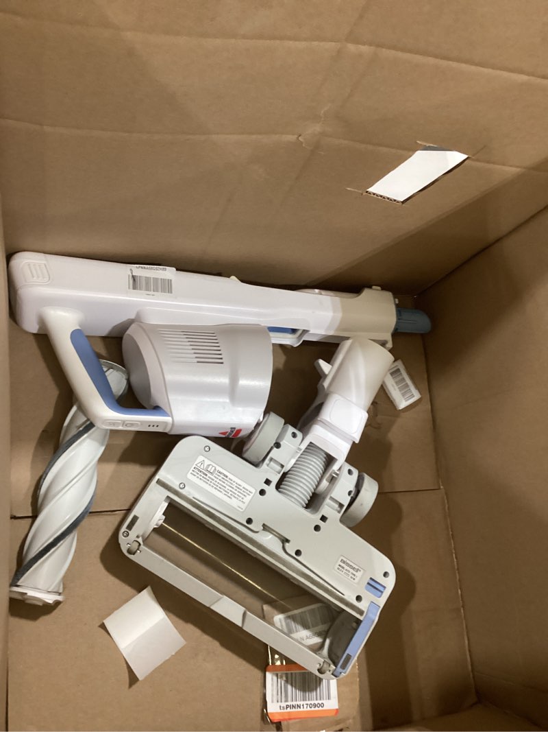 Condition photo showing As Is for bissell powerclean 200w self-standing cordless vacuum w/tangle free brush roll, removeable battery, wall mount, upholstery tool & bright headlights, 4173