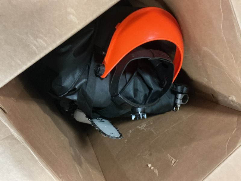 Condition photo showing As Is for vevor gas hedge trimmer, 2 cycle gas power handheld hedge trimmer, 5-in-1 63cc cordless weed eater with protective gear set, includes hedge and string trimmer, brush cutter(3t & 40t blades), pole saw