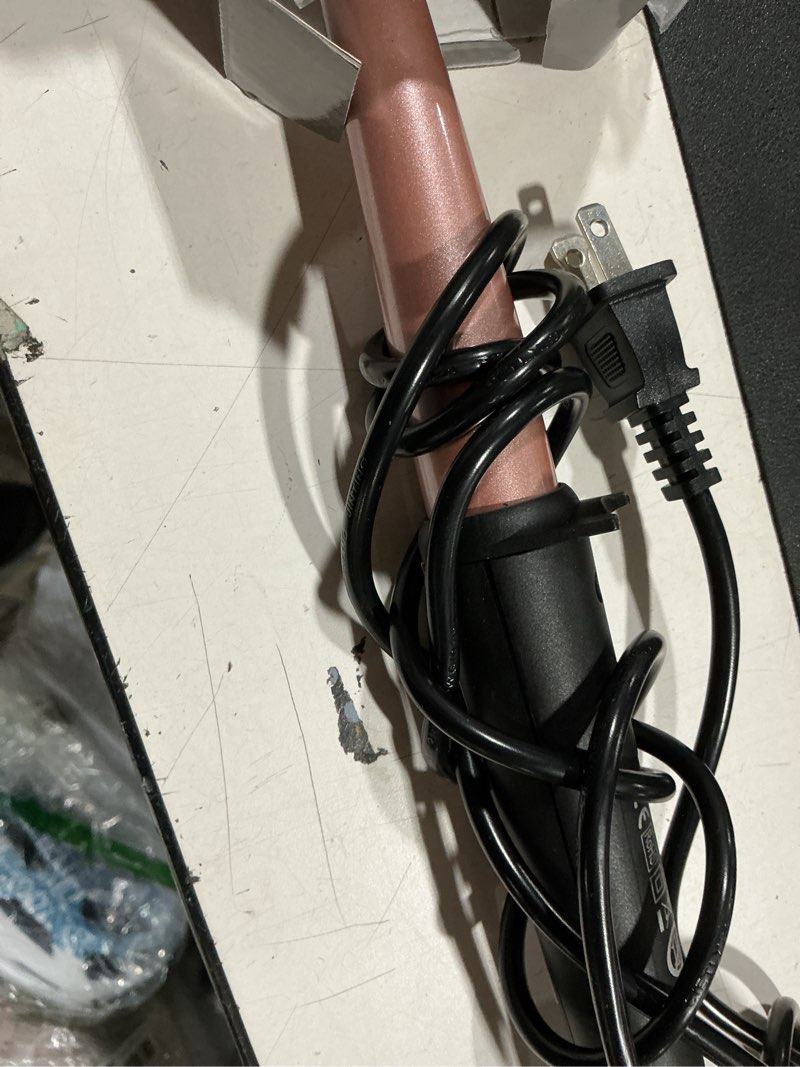 Condition photo showing Good Condition for hair curling wand, 0.5-1inch tapered curling iron, professional ceramic hair curler wand with heat-resistant glove, dual voltage (pink) gold