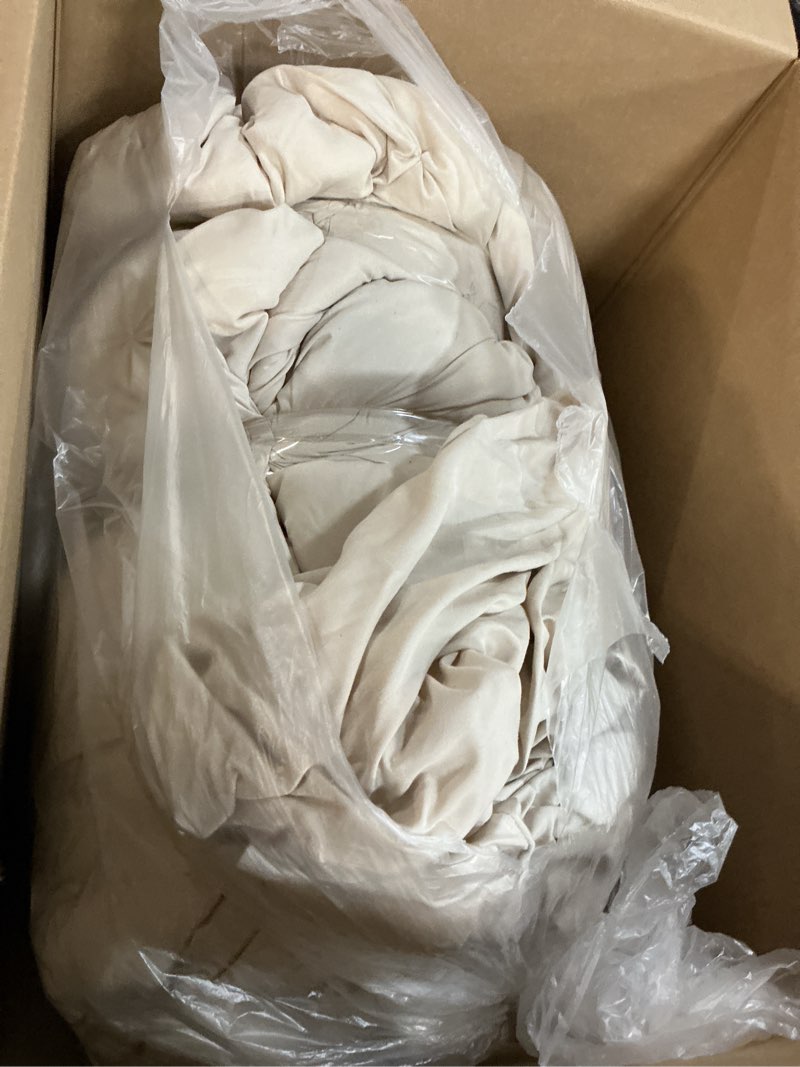 Condition photo showing As Is for jollyvogue king size comforter set 7 pieces - bed in a bag king for all season, pintuck bedding comforter sets with comforter, flat sheet, fitted sheet and pillowcases & shams, beige king beige