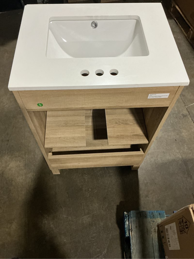 Condition photo showing Good Condition for style selections dolton 24-in light natural oak undermount single sink bathroom vanity 