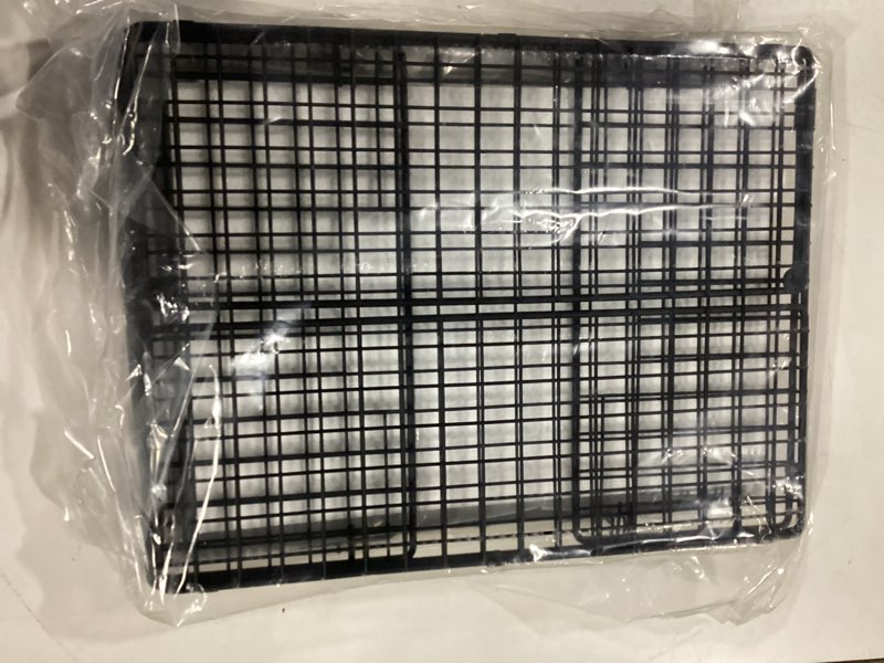 Condition photo showing New/Like New for x-cosrack pantry basket foldable cabinet&wall mounted metal wire organizer - 2 pack -16”x12” farmhouse food storage mesh bin with handles for kitchen bathroom laundry closet garage patent design