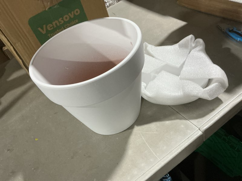 Condition photo showing Good Condition for vensovo 8 inch white clay & terracotta pots for plant with saucer - 2 pack large ceramic terra cotta planter with drainage hole, clay flower pot with tray for indoor outdoor plants