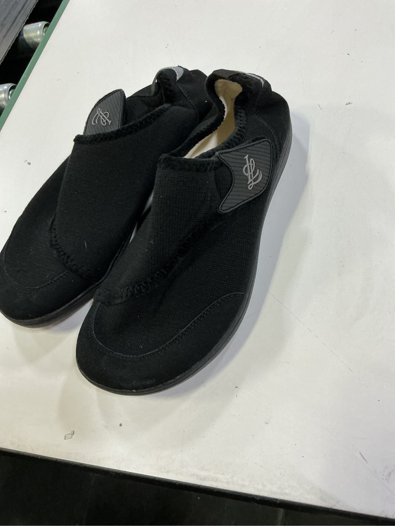 Condition photo showing Good Condition for leisfit womens wide slippers diabetic house shoes set of 2 pairs size 10 black and navy