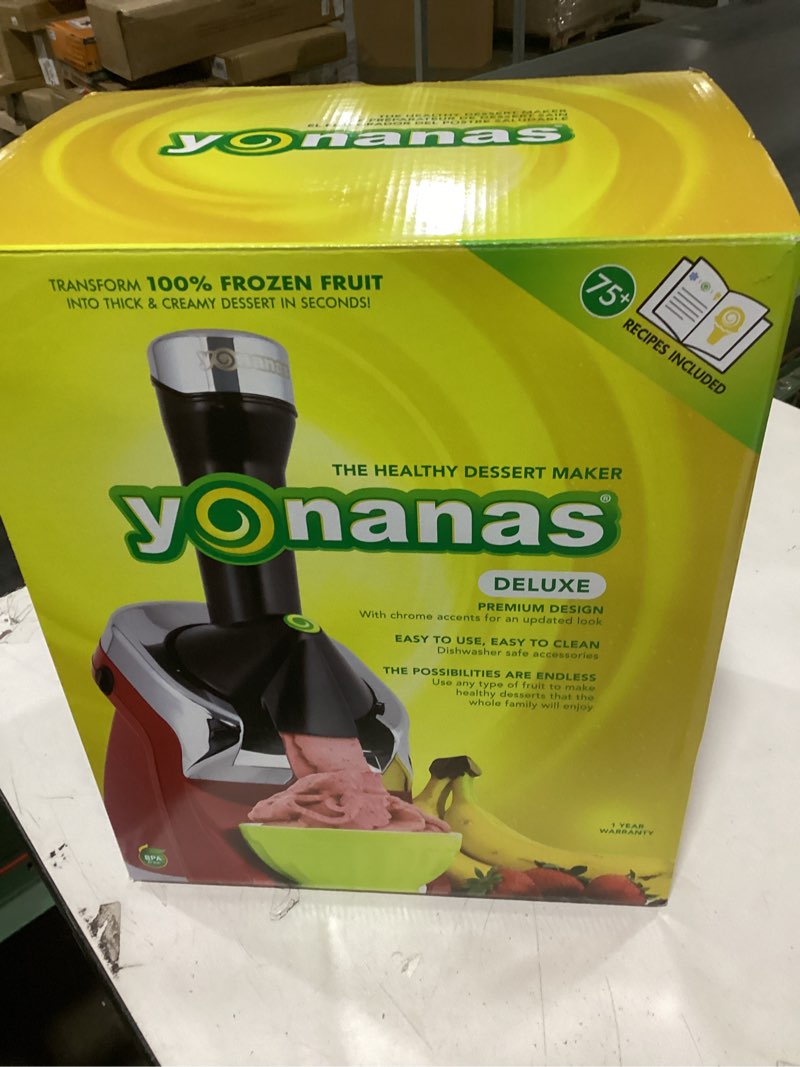 Condition photo showing As Is for (Incomplete) Yonanas 988RD Deluxe Vegan, Dairy-Free Frozen Fruit Soft Serve Maker, Includes 75 Recipes, 200 W, Red