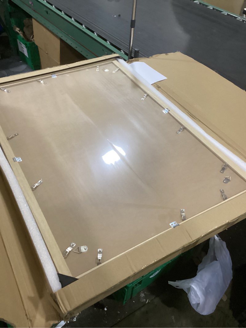 Condition photo showing Good Condition for 24x36 poster frame, display pictures 20x30 with mat or 24x36 without, wall hanging frames, natural oak, 3 pack natural oak 24x36