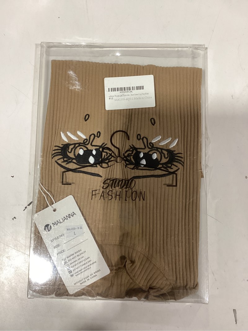 Condition photo showing New/Like New for similar product brownmalianna Women Eyes Embroidery T-Shirts Harajuku Kawaii Short Sleeve Crop Tees Medium Purple