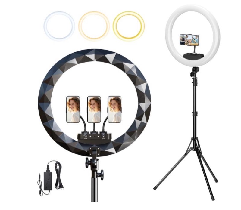 Large Ring Light with Stand, 19" Ring Light Tripod for iPhone, Professional Led Ringlight for Live S