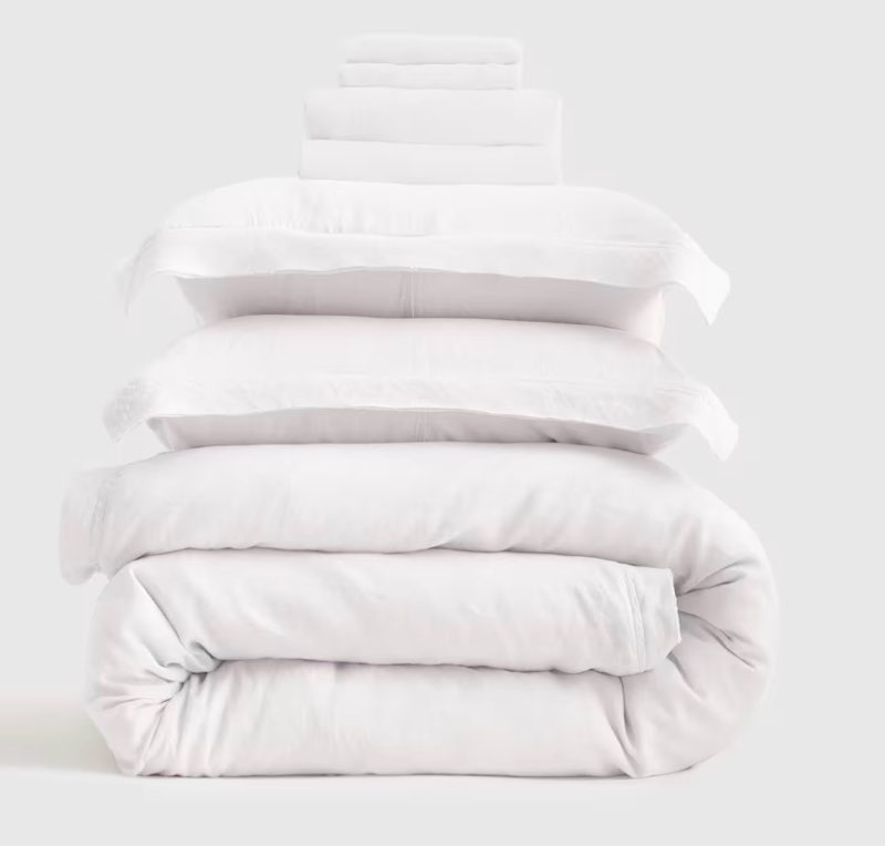 european linen deluxe bedding bundle, king, white