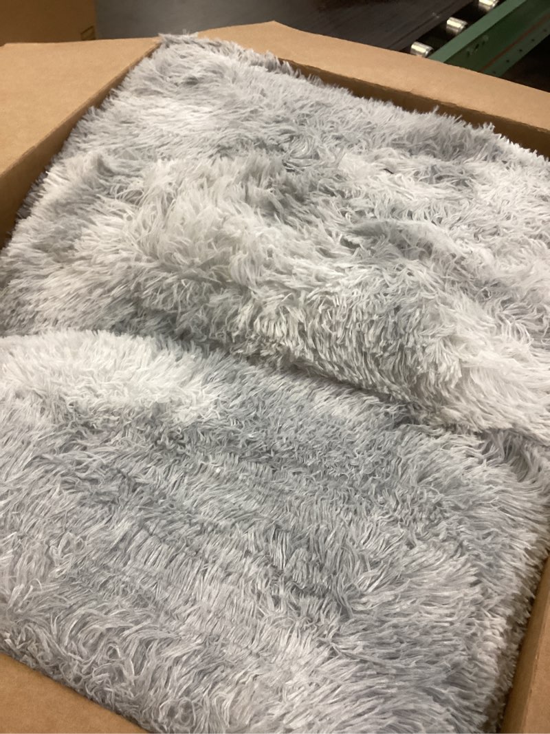 Condition photo showing Good Condition for grey fluffy 8x10 large area rugs for bedroom living room, tie-dye light gray soft washable shag carpet for kids room, nursery, dorm decor, colorful cute plush fuzzy rugs for baby toddler tie-dyed light grey 8' x 10' (rectangular)
