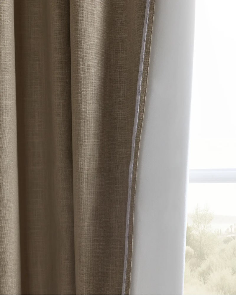 quince piped edge cotton curtain blackout natural 48x84in