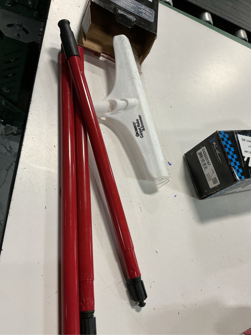 Condition photo showing As Is for roberts 12" carpet rake and groomer with 51" handle