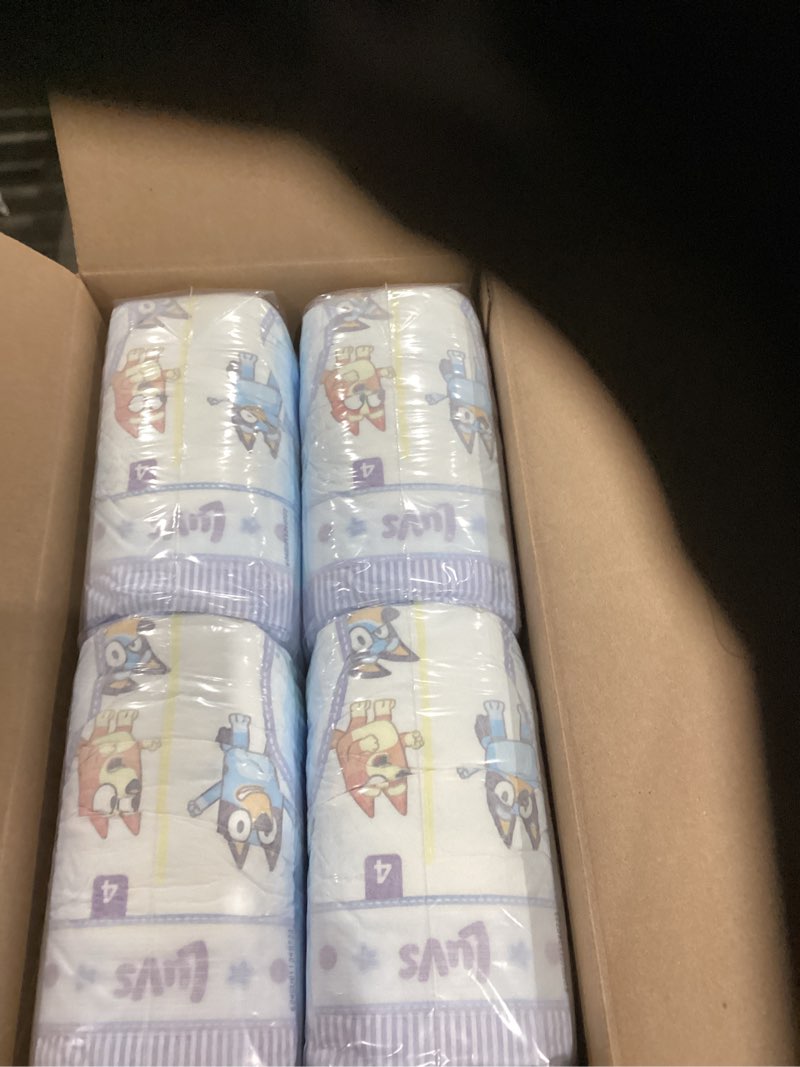 Condition photo showing New/Like New for luvs diapers - size 4, 144 count, paw patrol disposable baby diapers