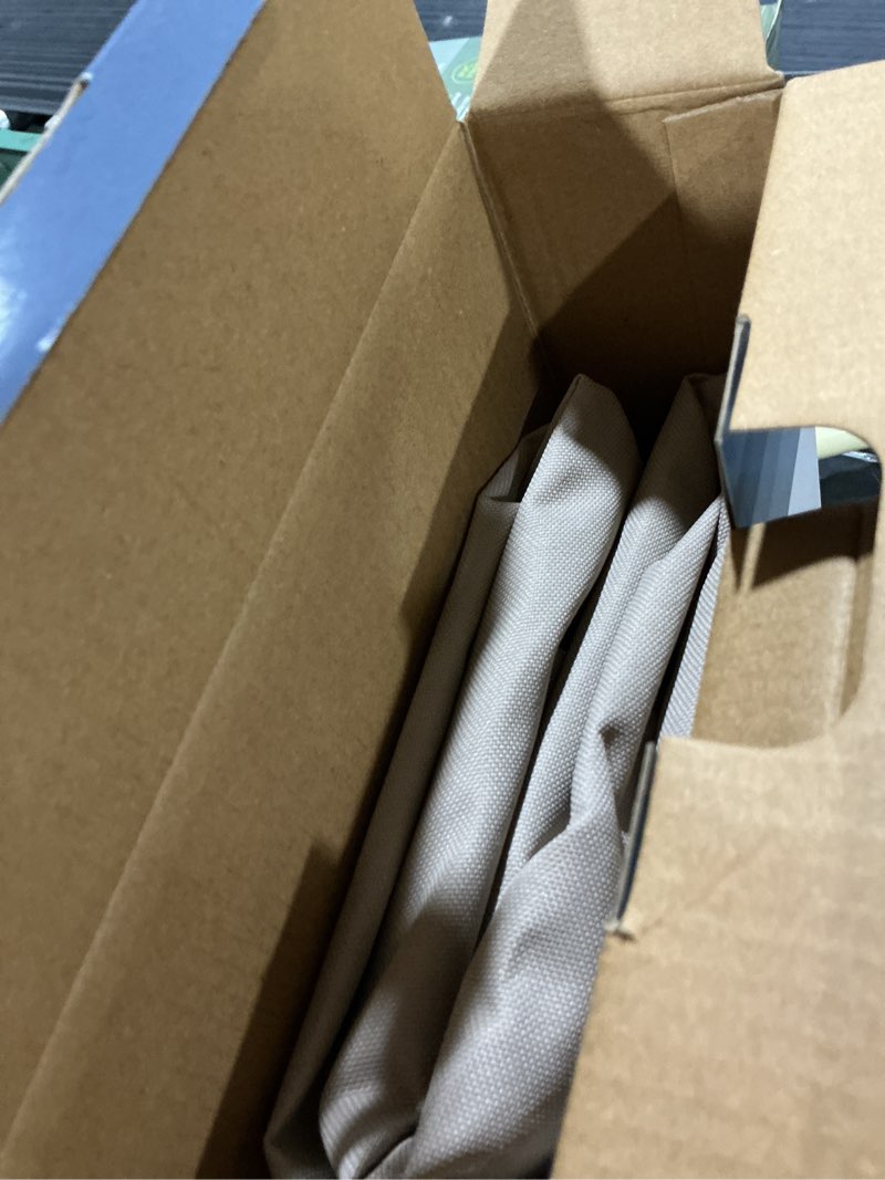 Condition photo showing As Is for style selections tan polyester patio furniture cover for stacking chairs