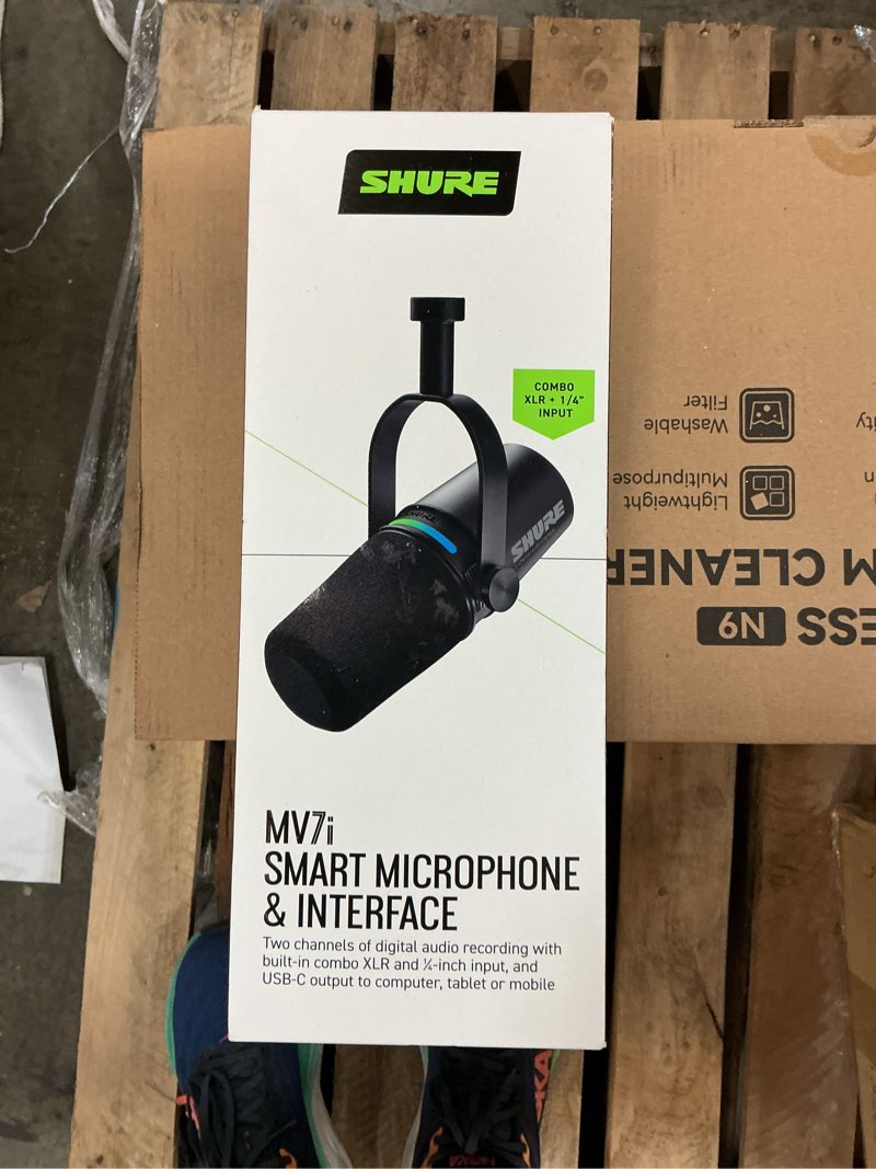Condition photo showing As Is for shure - mv7i podcast microphone - usb-c, xlr & built-in audio interface for podcasting, streaming, recording & youtube content - black
