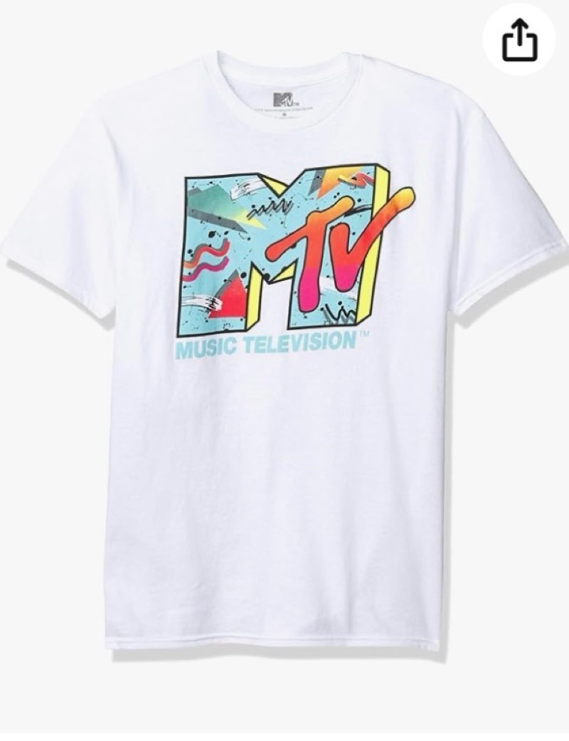 MTV Men's Retro Logo Men's T-Shirt, White, Medium