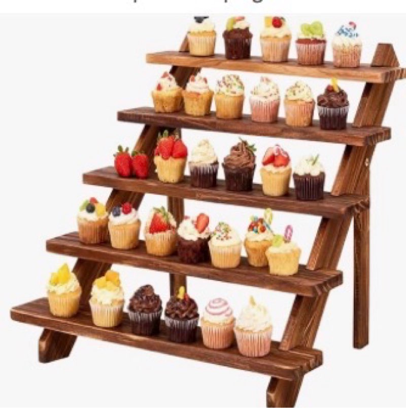 wooden cake stand 5 tiered tray stand for 30 cupcakes stepped wood display stand for weddings, tiere