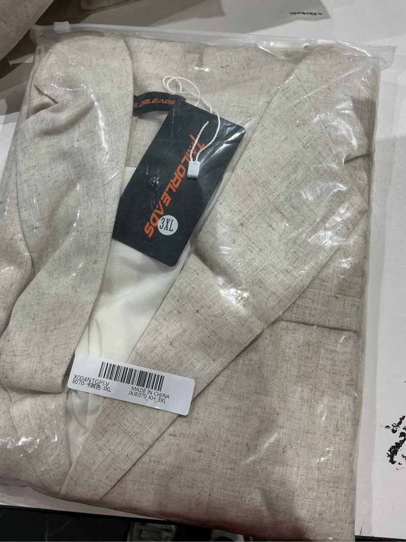 Condition photo showing New/Like New for corski men's casual blazer linen sport coat two button lightweight jackets business daily suit 3x-large linen khaki