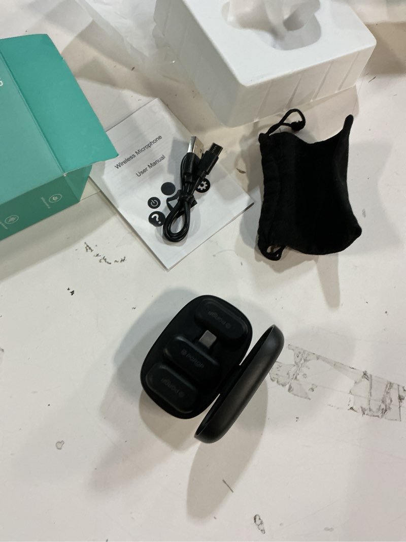 Condition photo showing Good Condition for pqrqp wireless lavalier microphone for iphone/ipad/android, 164ft transmission, mini microphone with ai noise cancellation & hi-fi sound, 24h charging case, mic ideal for youtube, video recording