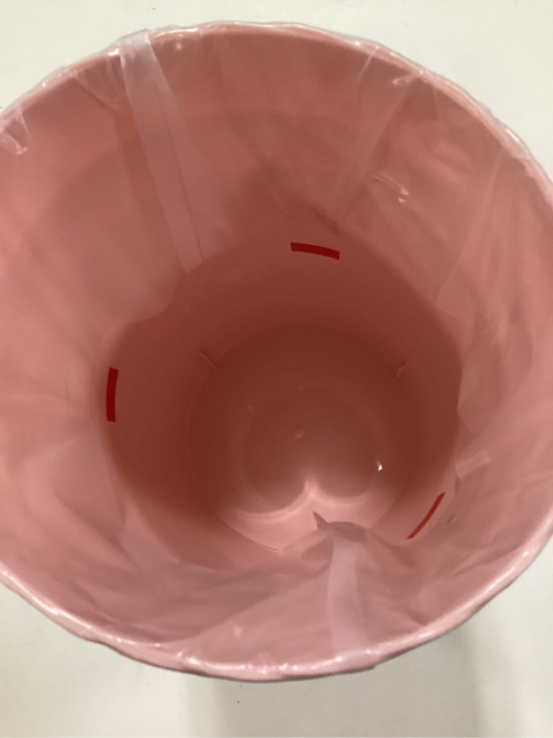 Condition photo showing New/Like New for lysam bathroom trash can, 3 pack 1.8 gallons small trash can with trash bags, bathroom garbage can, plastic trash bin, round waste basket for bedroom, office, room (white pink grey) pink & white & grey