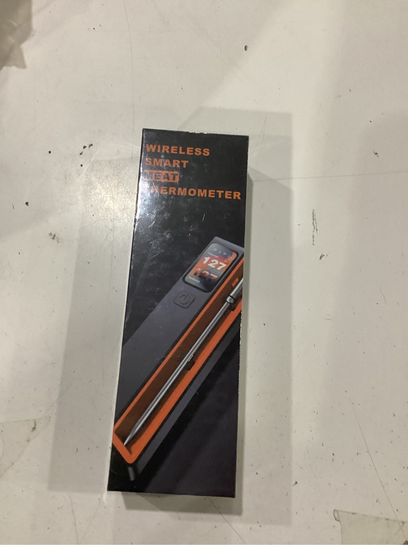 Condition photo showing New/Like New for unerver wireless meat thermometer with wifi unlimited range - ultra thin probe with 6 high accuracy ±0.5°f sensors, digital bluetooth base, login-free smart app, ideal for smoker, oven, rotisserie orange