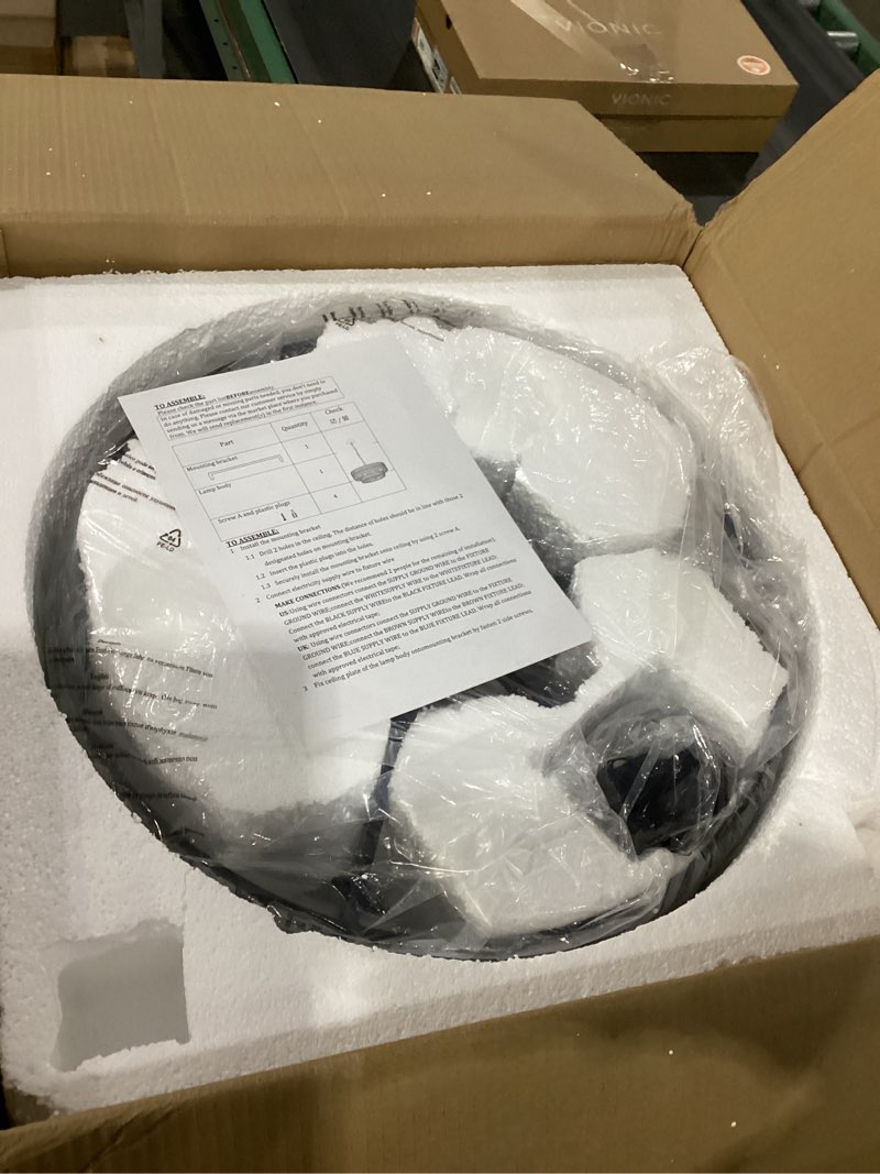 Condition photo showing New/Like New for Black Crystal Chandelier 6-Light, 20 Inch Drum Semi-Flush Mount Pendant Light, Modern Ceiling Fixture for Dining Room, Foyer, Bedroom Black 14"+20"