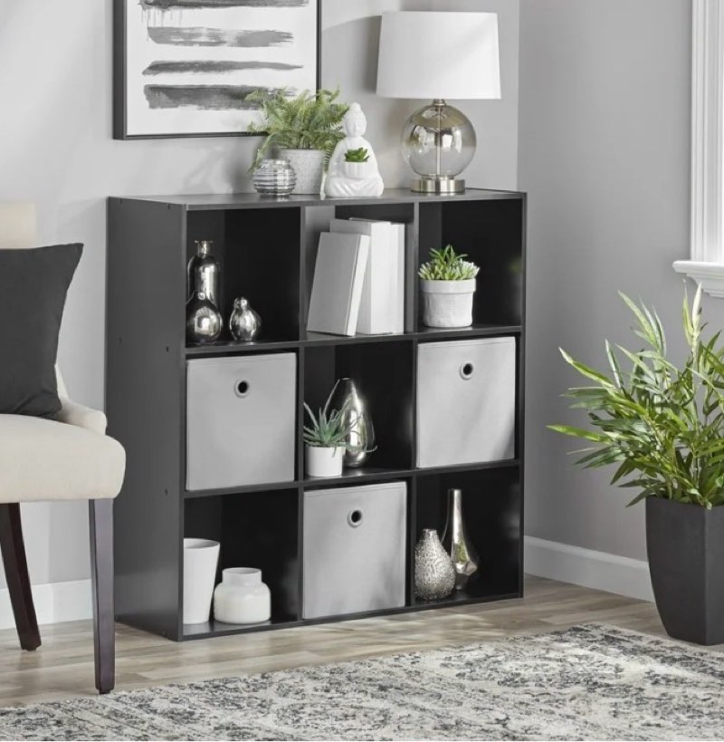 mainstays 9 cube storage organizer, black