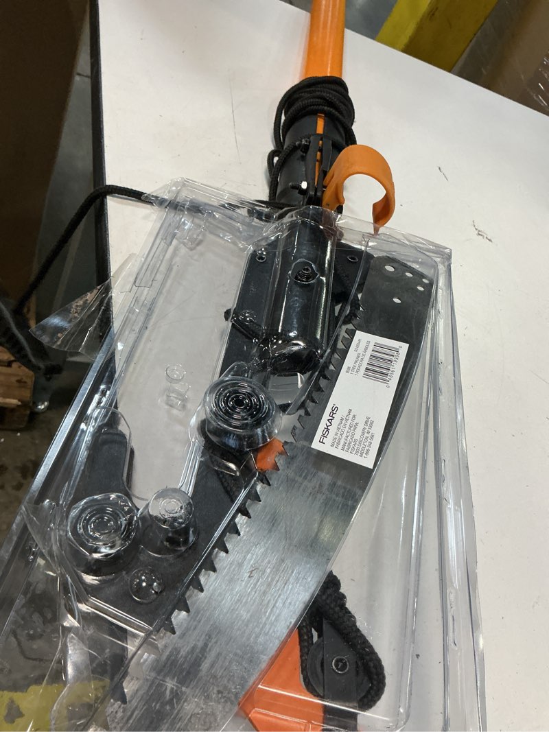 Condition photo showing As Is for powerlever 1-1/8 in. cut capacity steel saw blade 15 in. fiberglass pole 14 ft. tree pruner