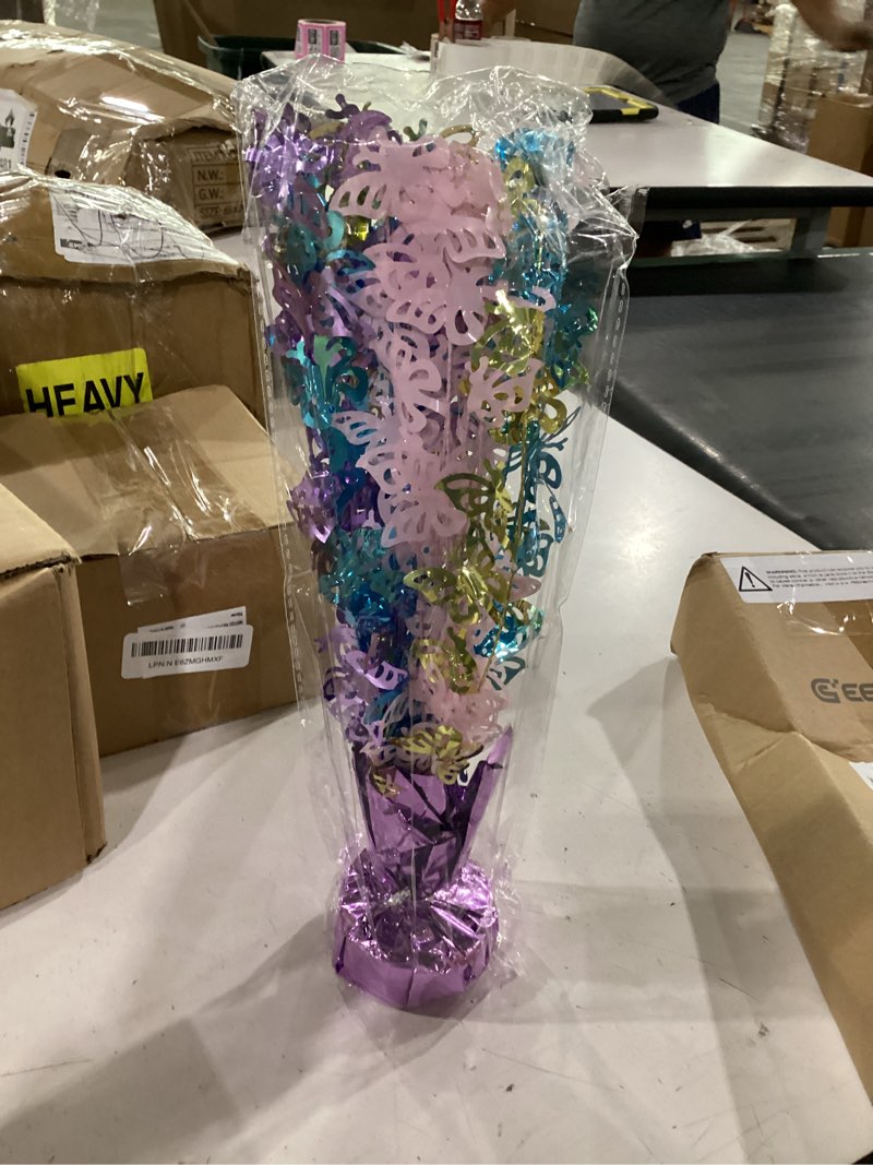 Condition photo showing Good Condition for ceenna 3 pieces butterfly table decorations metallic gleam foil spray centerpieces glitter plastic spray table centerpieces for summer party decoration (blue, pink, violet)